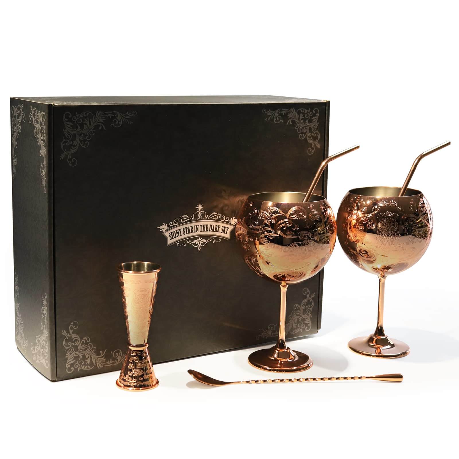 Lot De 4 Verres Ballon Art Déco Rose Pâle 400 Ml - Gobelets à Gin Tonic Vintage Sans Pied