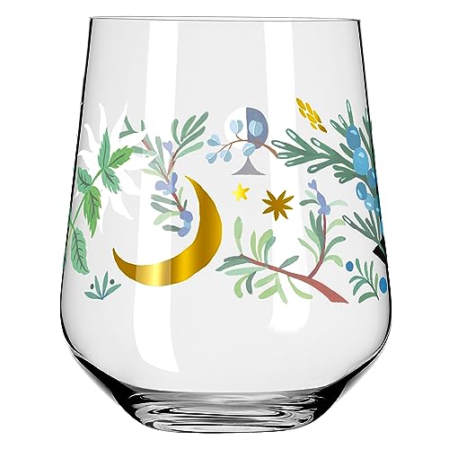 Ritzenhoff 3892001 Verre à gin 700 ml - set de 2 - série Botanic Glamour - 2 tumblers avec motif étoile-lune - Made in Germany