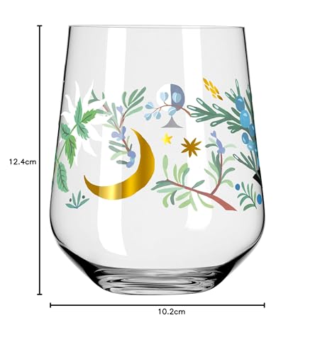 Ritzenhoff 3892001 Verre à gin 700 ml - set de 2 - série Botanic Glamour - 2 tumblers avec motif étoile-lune - Made in Germany