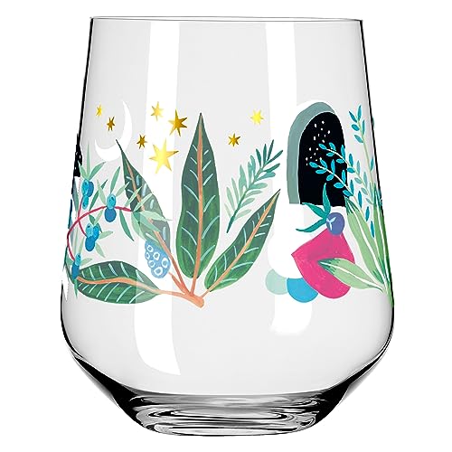 Ritzenhoff 3892001 Verre à gin 700 ml - set de 2 - série Botanic Glamour - 2 tumblers avec motif étoile-lune - Made in Germany