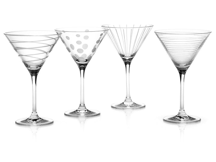 Mikasa Cheers – Lot de 4 Verres à Martini en Cristal Gravé, 290 ml, Élégance et Originalité