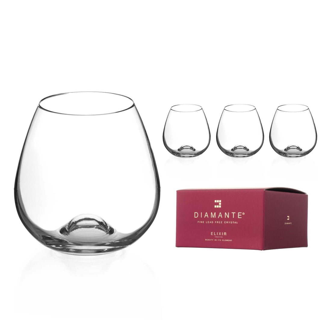 Lot De 4 Verres à Gin Sans Pied Avec Paille En Verre Et Brosse - Vintage Côtelés 445 Ml