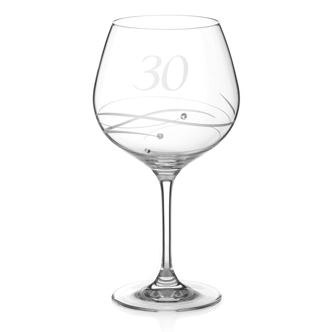 DIAMANTE – Verre à Gin Copa Cristal Gravé « 30 » avec Cristaux Swarovski, 610 ml