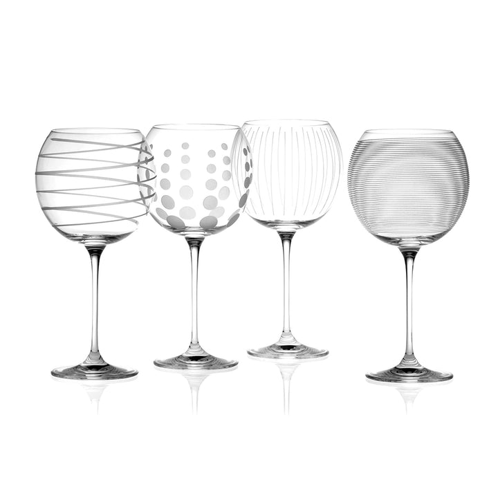 Mikasa Cheers – Lot de 4 Verres à Gin Ballon en Cristal Gravé, 724 ml, Élégance et Originalité