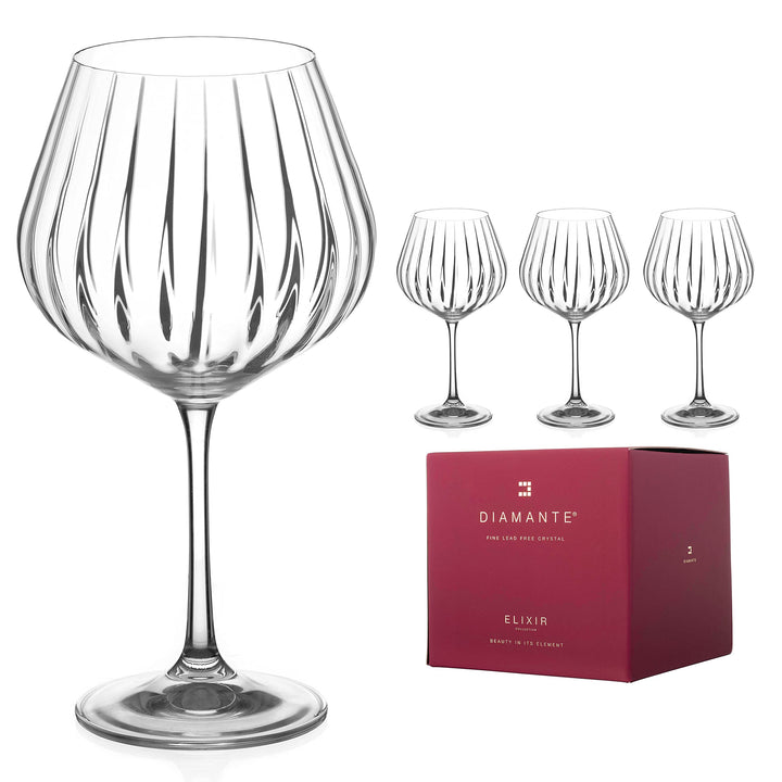 DIAMANTE Lot de 4 verres à gin Copas Mirage en cristal avec effet optique