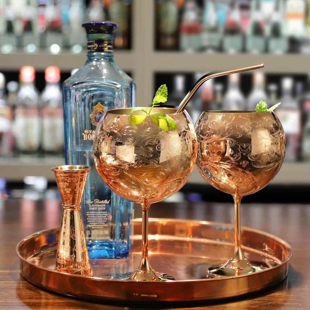 Gin Tonic Gläser, Set aus Cocktailgläsern aus Edelstahl, perfektes Geschenk für Gin-Liebhaber - 680 ML