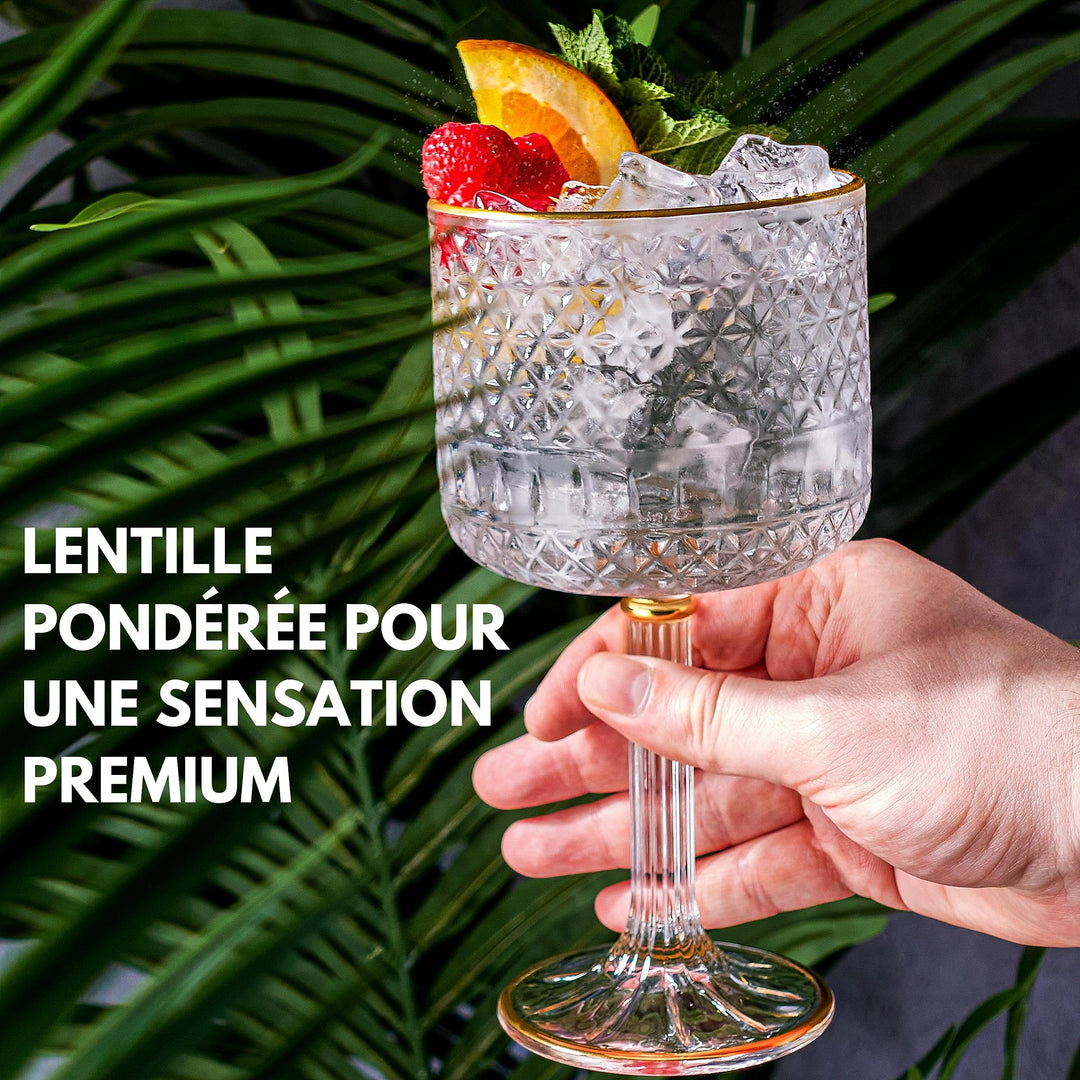 Vemacity – Coffret Luxe 2 Verres à Gin Relief Or