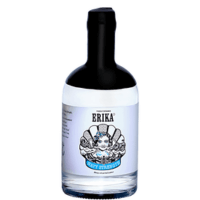 Bouteille d’Erika Navy Strength Gin 50cl – gin français bio 57 % vol. avec étiquette avec une dame avec moustache
